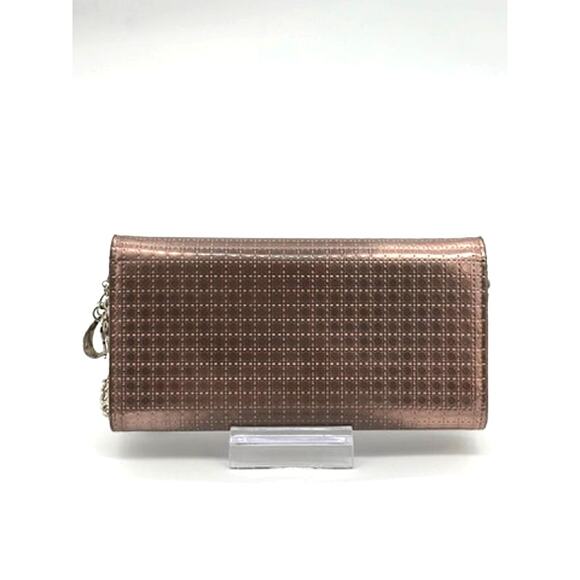 CHRISTIAN DIOR METALLIC ROSE PATENT MICRO-CANNAGE WALLET ON CHAIN*Full Set - Picture 9 of 16